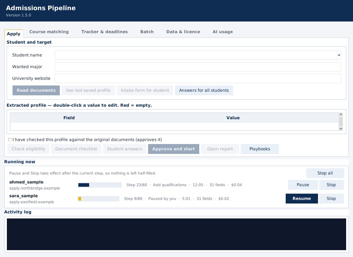 Live panel with several applications running